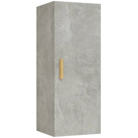 Armoire murales Design moderne, Armoire Etagère de rangement, Gris béton 34,5x34x90 cm Bois d'ingénierie OIB8516E (1/5)