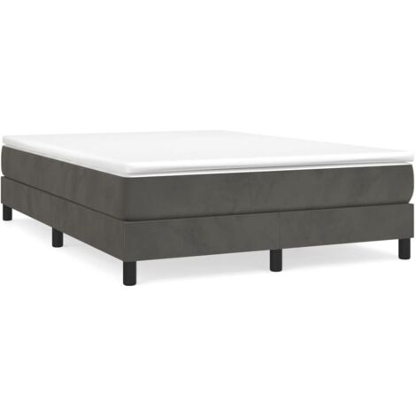 Bonnevie – Sommier à ressorts 140x190 cm – Cadre tapissier en velours gris foncé – Lattes en contreplaqué pour soutien optimal – Installation facile - OIB8193E