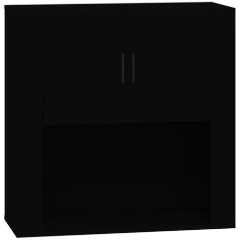 Armoire murale Design moderne, Armoire Etagère de rangement, Noir 80x33x80 cm Bois d'ingénierie OIB4908E (1/5)