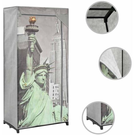 Garde-robe Design moderne, Armoire Etagère de rangement, New York 75x45x160 cm Tissu OIB1927E (1/5)