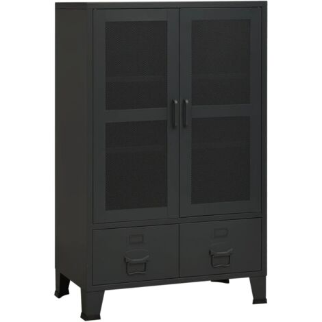 Armoire de rangement Design moderne, Armoire Etagère de rangement, industrielle Noir 70x40x115 cm Métal OIB3237E (1/5)