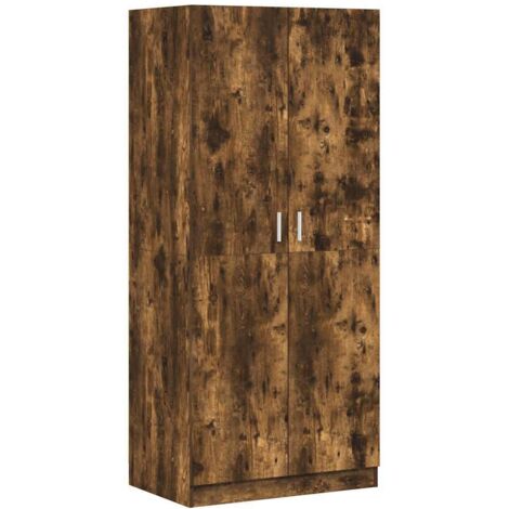 Garde-robe Design moderne, Armoire Etagère de rangement, Chêne fumé 80x52x180 cm Bois d'ingénierie OIB2199E (1/5)