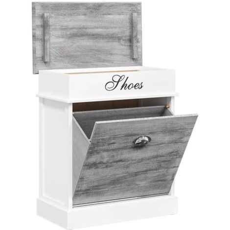 Armoire à Chaussures, Meuble Étagère de Rangement, Gris 50 x 28 x 58 cm Bois de Paulownia OIB9254E (1/5)
