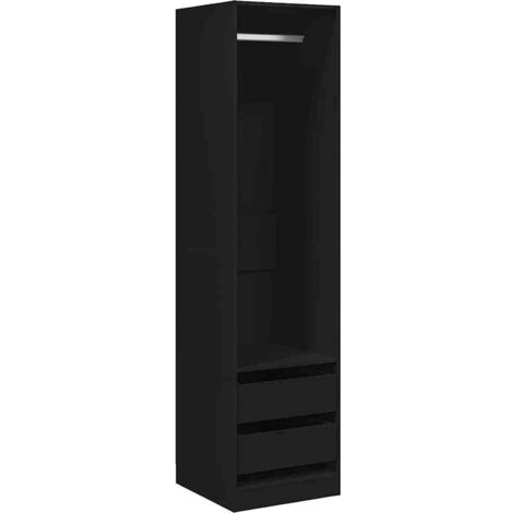 Garde-robe Design moderne, Armoire Etagère de rangement, avec tiroirs Noir 50x50x200 cm Aggloméré OIB7909E (1/5)