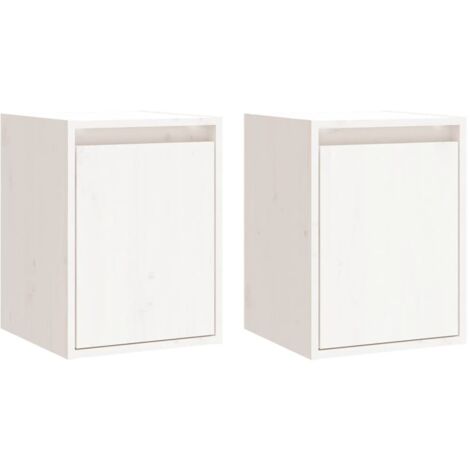 Lot de 2 Armoires murales Design moderne, Armoire Etagère de rangement, Blanc 30x30x40 cm Bois de pin massif OIB9878E (1/5)