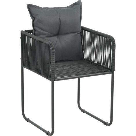 Lot de 4 Chaises de jardin et de camping, Chaise de relaxation, avec oreillers Résine tressée Noir OIB6488E (1/5)