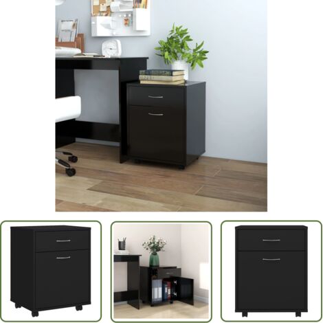 Furniture Limited - Armoire à roulettes Noir 45x38x54 cm Bois d’i (1/5)