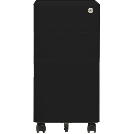 Classeur mobile Design moderne, Armoire Etagère de rangement, Noir 30x45x59 cm Acier OIB6684E (1/5)