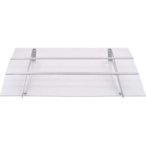 Auvent Marquise de porte, Store Banne pour porte, Argenté et transparent 120x90 cm Polycarbonate OIB7208E