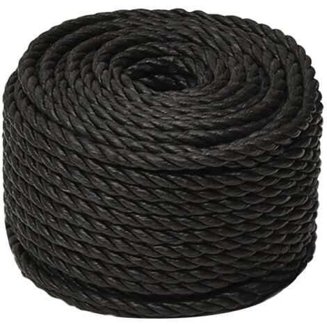 Corde de travail, Corde de Chanvre, pour la Décoration, le Bricolage, le Jardinage Noir 14 mm 25 m polypropylène OIB5402E (1/5)