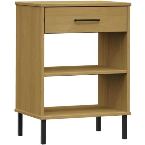 Armoire console Design moderne, Armoire Etagère de rangement, avec pieds en métal Marron Bois pin massif OSLO OIB2552E (1/5)