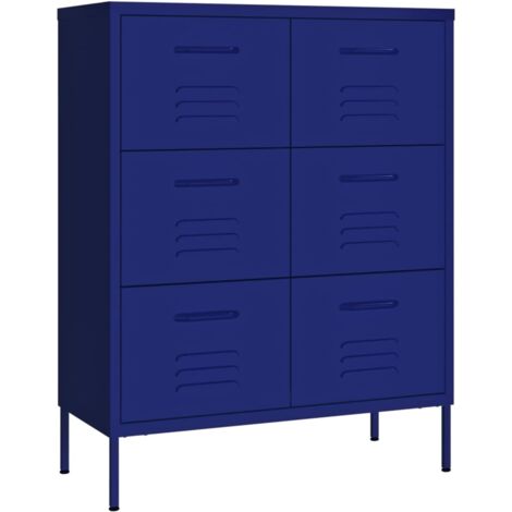 Armoire à tiroirs Design moderne, Armoire Etagère de rangement, Bleu marine 80x35x101,5 cm Acier OIB1326E (1/5)