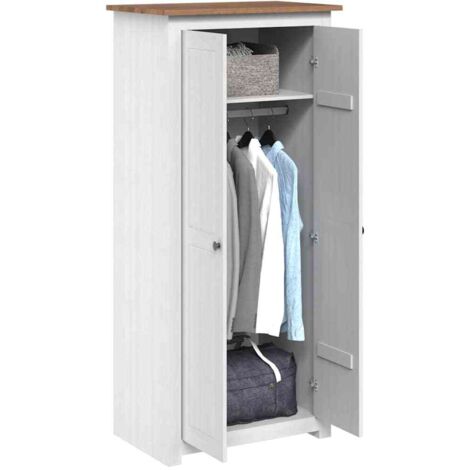 Garde-robe Design moderne, Armoire Etagère de rangement, Blanc 80x50x171,5 cm Pin massif Assortiment Panama OIB5916E (1/5)