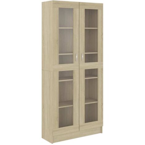 Étagère de Rangement Bibliothèque, Armoire à vitrine Montage facile, Chêne sonoma 82,5x30,5x185,5 cm Aggloméré OIB8438E (1/5)