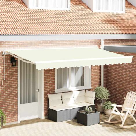 Cadre d'auvent-Support d'auvent Crème 400 x 200 cm Polyester avec revêtement PU (1/5)
