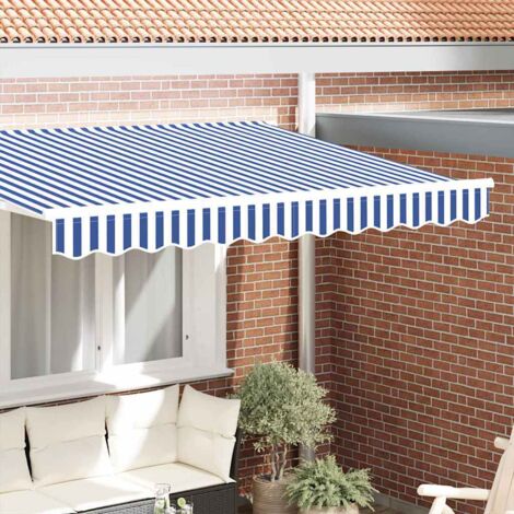 Cordon d'auvent-Lambrequin pour store banne Bleu et Blanc 230 x 20 cm Toile
