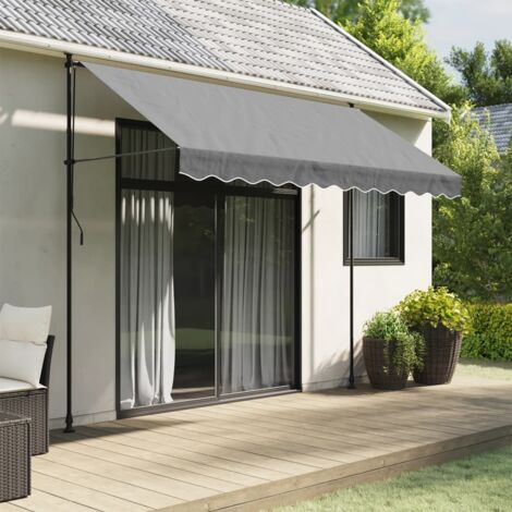 Tissu de remplacement de cantonnière d'auvent-Lambrequin pour store banne rayure anthracite