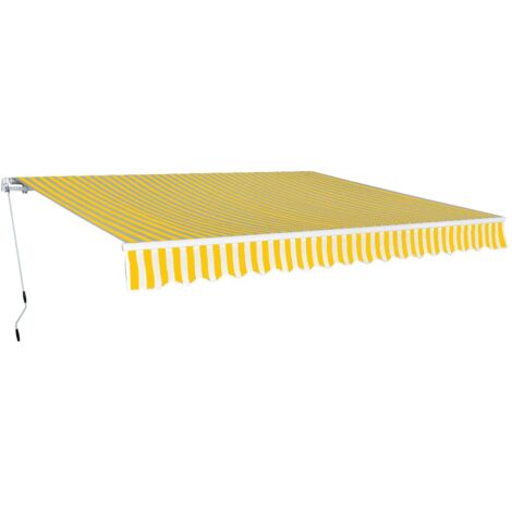 Store banne-Auvent pliable manuel 400 cm Jaune blanc (1/5)