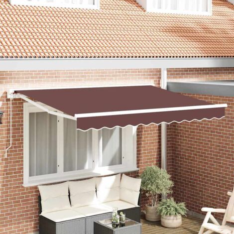 Cadre d'auvent-Support d'auvent Marron 350 x 200 cm Polyester avec revêtement PU (1/5)