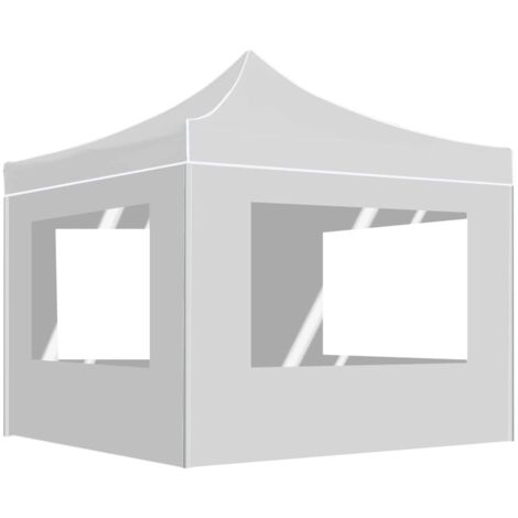 Tente de fête-Tente de réception pliable avec parois Aluminium 2x2 m Blanc (1/5)