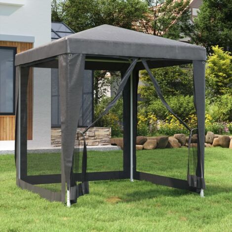 Tente de réception-Tente de fête avec 4 parois latérales en maille Anthracite 2x2m (1/5)
