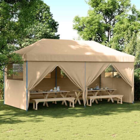 Tente de fête-Tente de réception pliable escamotable avec 4 parois latérales 819424 (1/5)