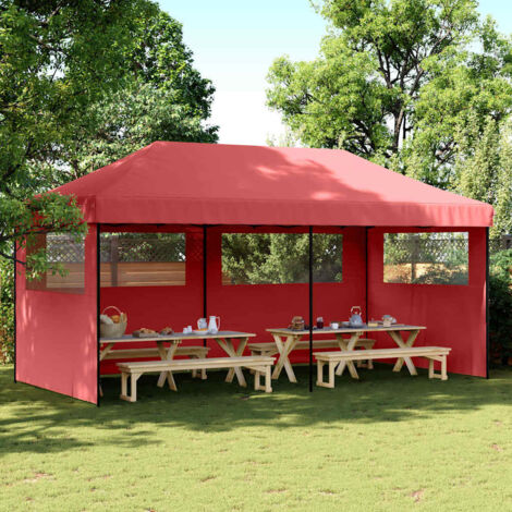 Tente de fête-Tente de réception pliable escamotable avec 3 parois latérales 826893 (1/5)