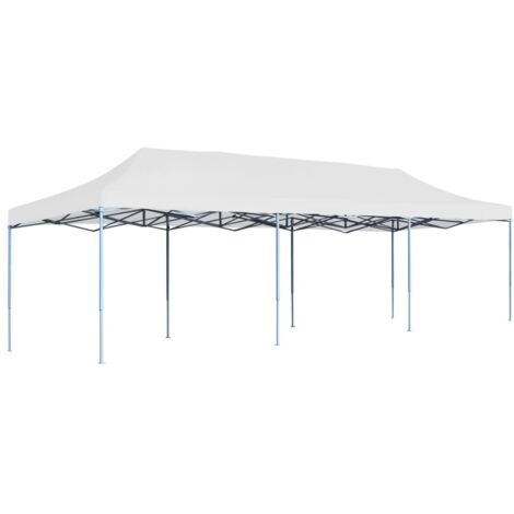 Tente de fête-Tente de réception pliable 3x9 m Blanc