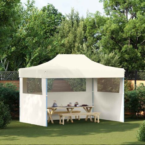Tente de fête-Tente de réception pliable avec 3 parois 3x4 m Acier Crème (1/5)