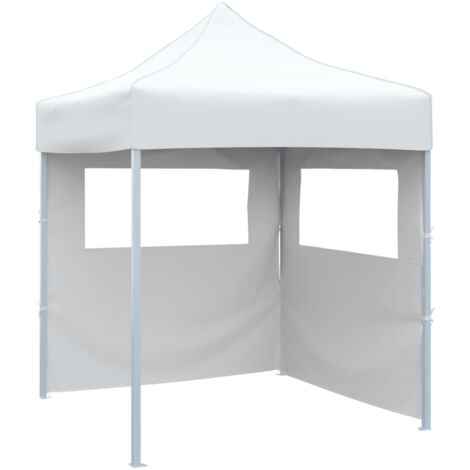 Tente de fête-Tente de réception pliable avec 2 parois 2x2 m Acier Blanc (1/5)