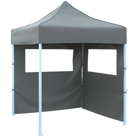 Tente de fête-Tente de réception pliable avec 2 parois 2x2 m Acier Anthracite (1/5)