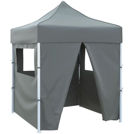 Tente de fête-Tente de réception pliable avec 4 parois 2x2 m Acier Anthracite (1/5)