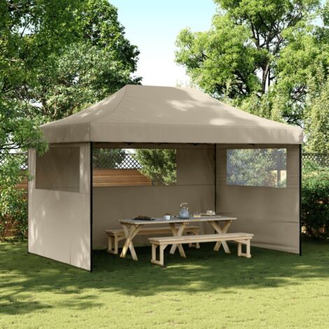 Tente de fête-Tente de réception pliable escamotable 3 parois latérales taupe 584311 (1/5)