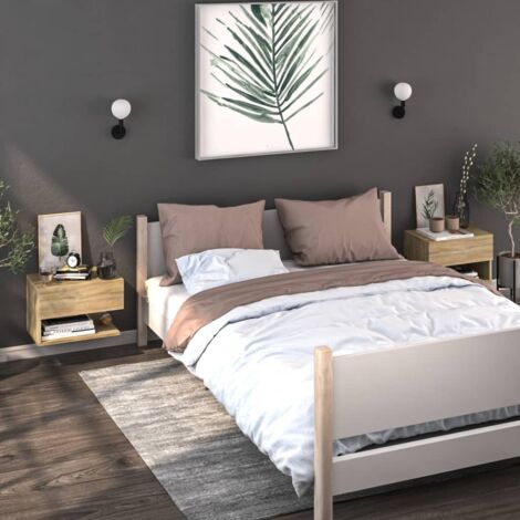 Bonnevie – Lot de 2 tables de chevet murales – Chêne sonoma – Bois d'ingénierie – Dimensions 46 x 29,5 x 30 cm – Fixation murale - BV979527