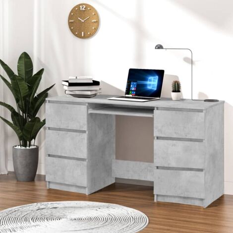 Bureau informatique Table d'ordinateur - Gris béton 140x50x77 cm Aggloméré BV376479 - BonneVie