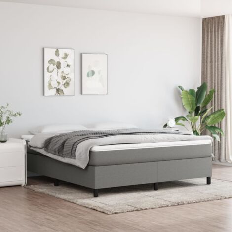 Bonnevie – Sommier tapissier 160x200 cm – Tissu 100% polyester gris foncé – Structure en bois d'ingénierie – Lattes en contreplaqué pour soutien optimal - BV372578
