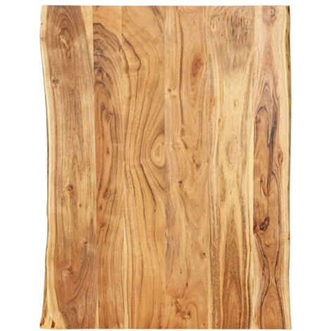 Bonnevie – Plateau de table en bois d'acacia massif 80x(50-60)x2,5 cm – Surface polie et laquée – Bords vivants pour esthétique naturelle - BV188448