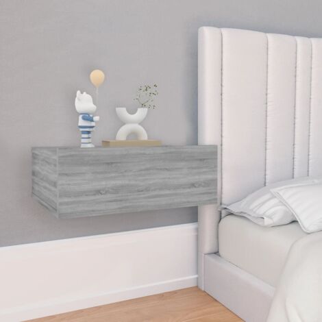 Lot de 2 Tables de chevet flottantes - Bout de Canapé Armoires De Rangement Sonoma gris 40x30x15 cm BV347816 - BonneVie (1/5)