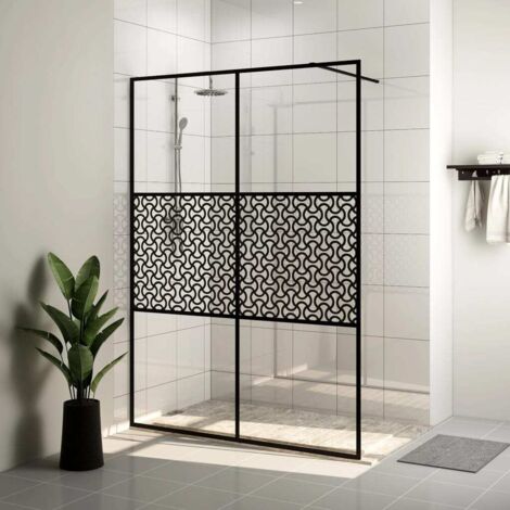 Paroi de douche avec verre - Paroi de baignoire Moderne ESG transparent 140x195 cm Noir BV832790 (1/4)