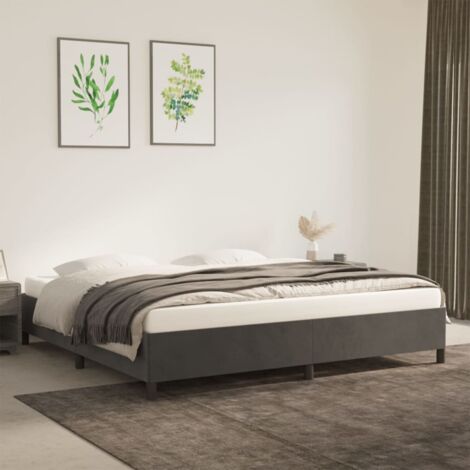 Lit double pour adulte - Cadre de lit Gris foncé 200 x 200 cm Velours BV511659 - BonneVie (1/5)