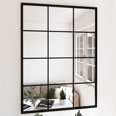 Miroir mural Style baroque - Miroir simple de salle de bain Noir 80x60 cm Métal BV477111 - BonneVie (1/5)