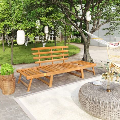 Bonnevie – Banc de jardin 2-en-1 convertible en lit de jour – Bois d'acacia massif – Dimensions 190 x 68 x 74 cm – Résistant aux intempéries - BV654610 (1/5)
