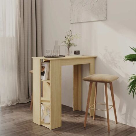 Bonnevie – Table haute mange-debout en aggloméré chêne sonoma 102x50x103,5cm – Étagère pratique 32cm – Pour espaces modernes et conviviaux - BV818209