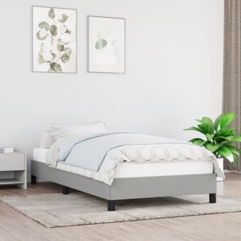 Lit simple pour adulte Cadre de lit - Gris clair 80x200 cm Tissu BV644997 - BonneVie (1/5)