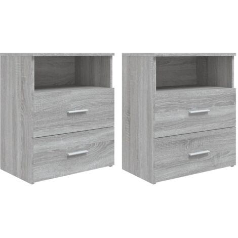 Lot de 2 Tables de chevet - Bout de Canapé Armoires De Rangement Sonoma gris 50x32x60 cm BV294267 (1/5)
