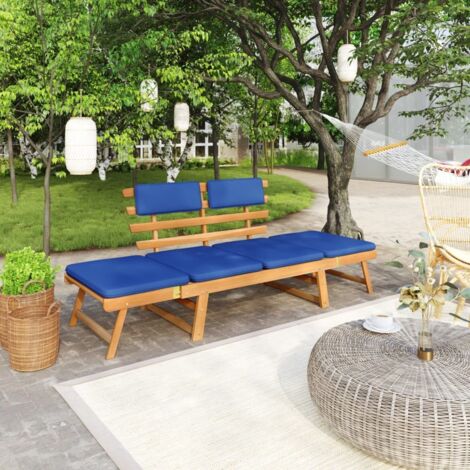 Banc de jardin Banquette de Jardin - Mobilier de jardin avec coussins 2-en-1 190 cm Bois solide d'acacia BV808031 - BonneVie (1/5)