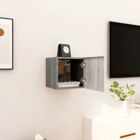 Meubles TV muraux 4 pcs pour Salon - Armoire TV Sonoma gris 30,5x30x30 cm BV803928 - BonneVie (1/5)