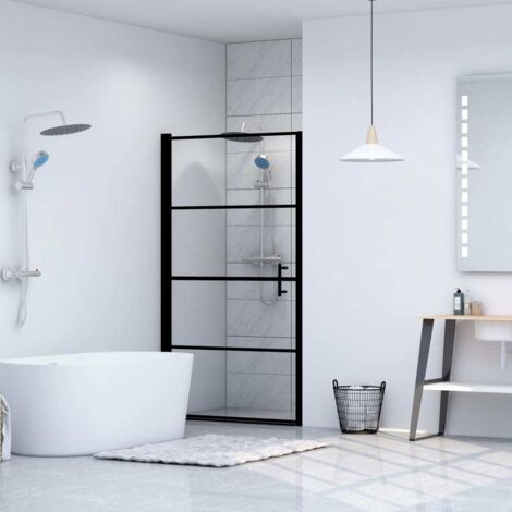 Porte De Douche Porte et paroi de douche - Verre trempé 91x195 cm Noir BV345343 - BonneVie (1/5)