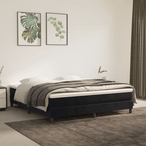 Bonnevie – Sommier tapissier 180x200 cm en velours noir – Lattes en contreplaqué pour soutien optimal – Montage facile - BV916696 (1/5)