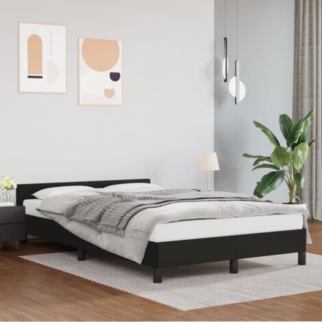 Lit simple pour adulte avec tête de lit - Cadre de lit Noir 120x200 cm Similicuir BV793531 - BonneVie (1/5)